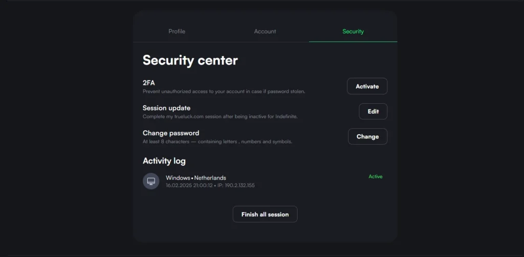 TrueLuck Casino security